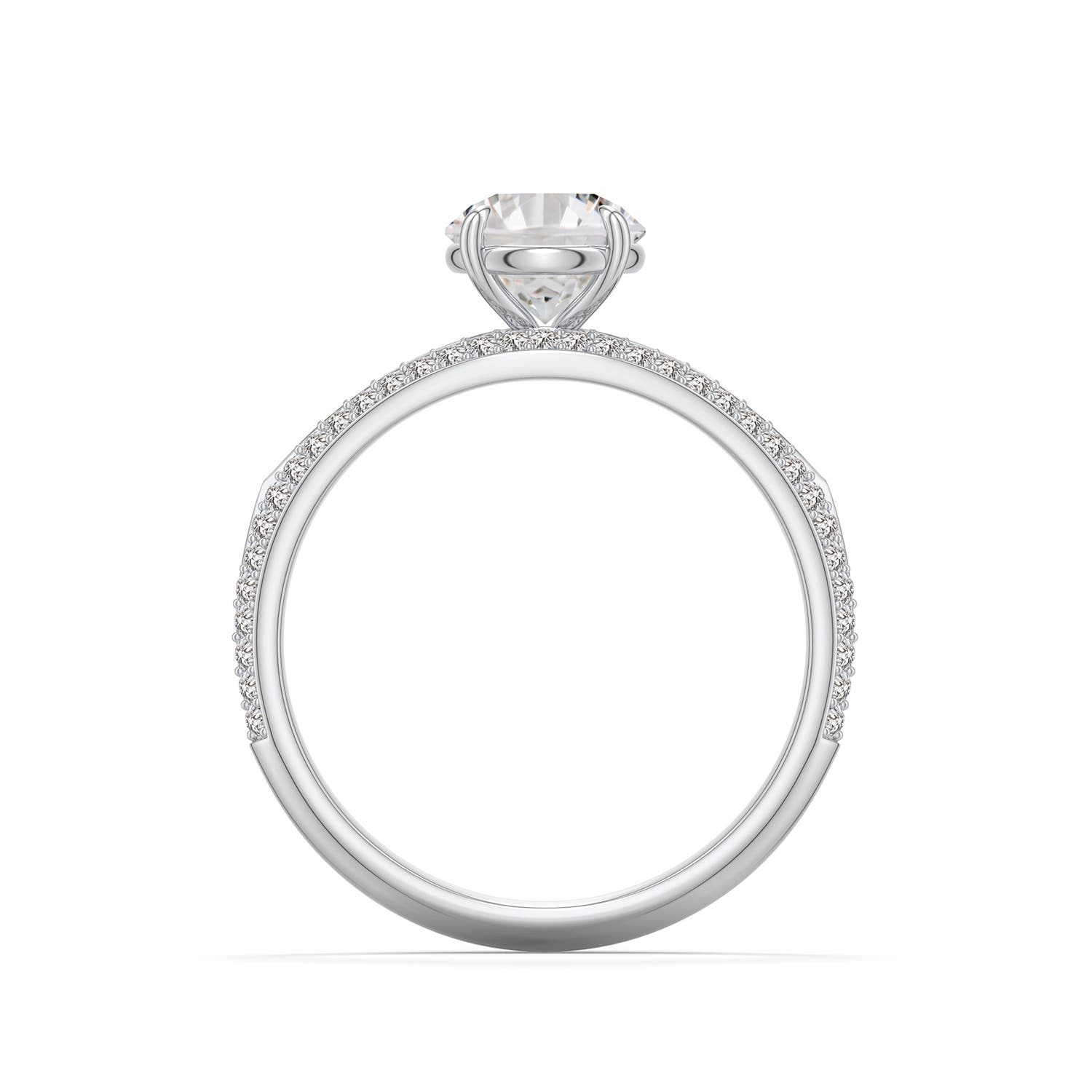 6.4mm IJI1I2 Round Diamond Engagement Ring with Pav� Accents in 18K White Gold - side 1