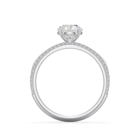 6.4mm IJI1I2 Round Diamond Engagement Ring with Pav� Accents in 18K White Gold - side 1