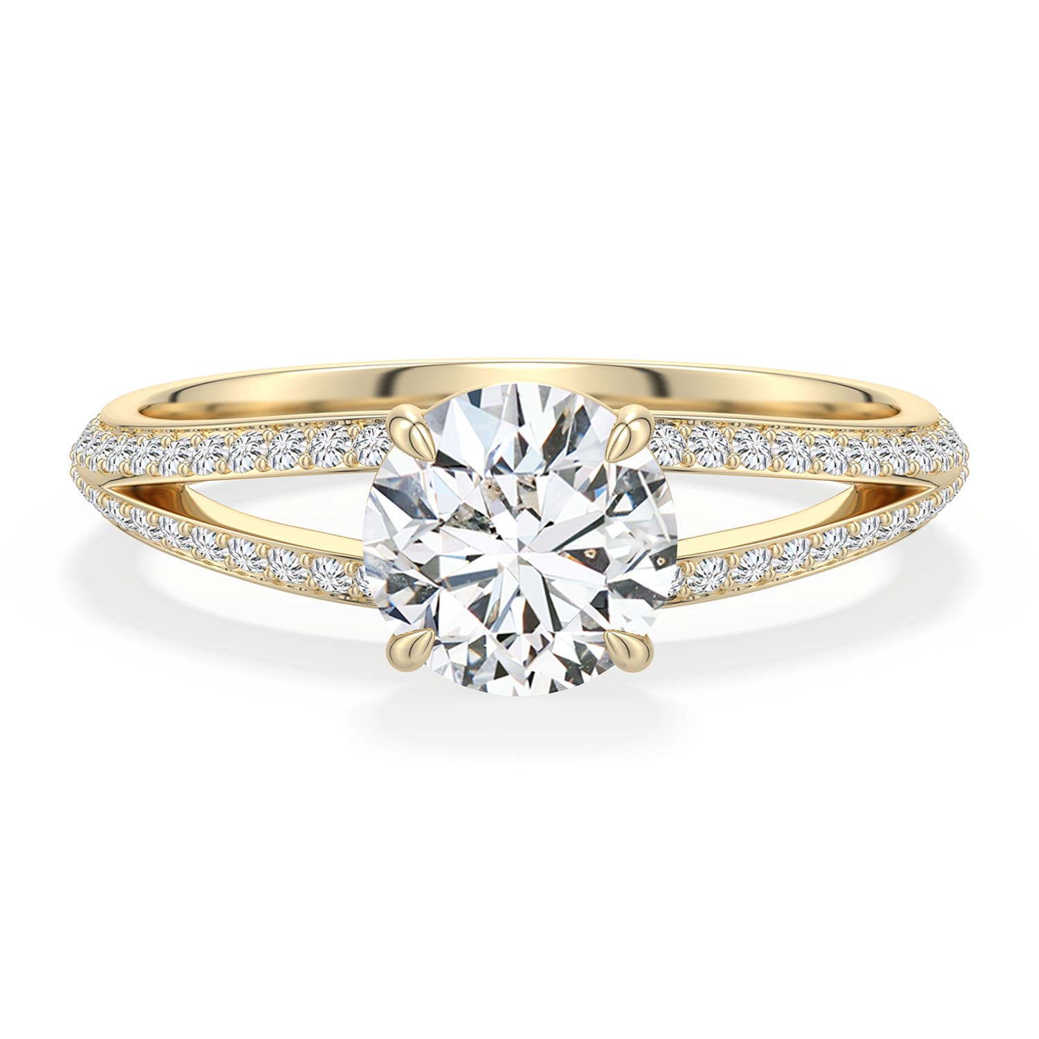 6.4mm HSI2 Round Diamond Engagement Ring with Pav� Accents in Yellow Gold - main