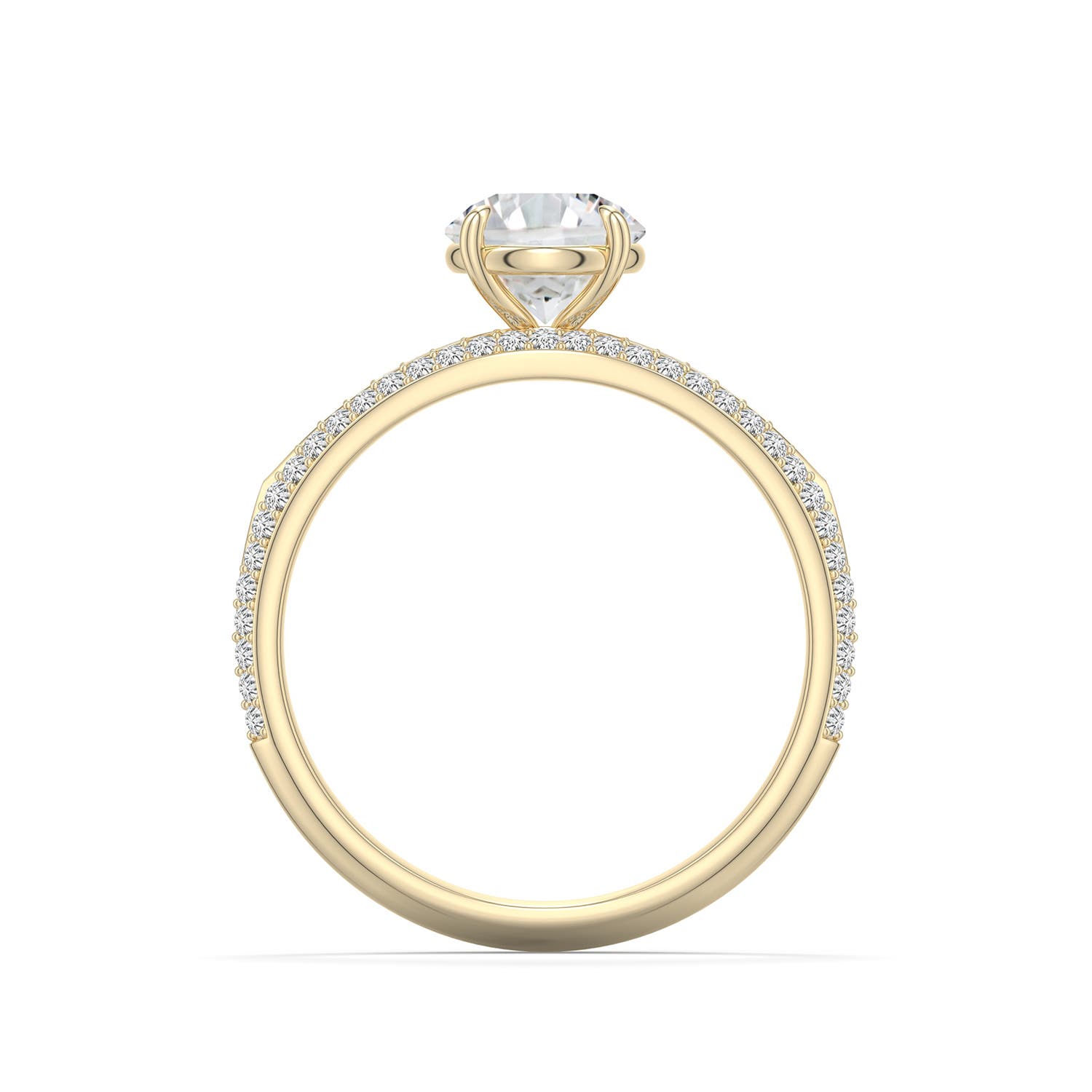 6.4mm HSI2 Round Diamond Engagement Ring with Pav� Accents in Yellow Gold - side 1 - side 2