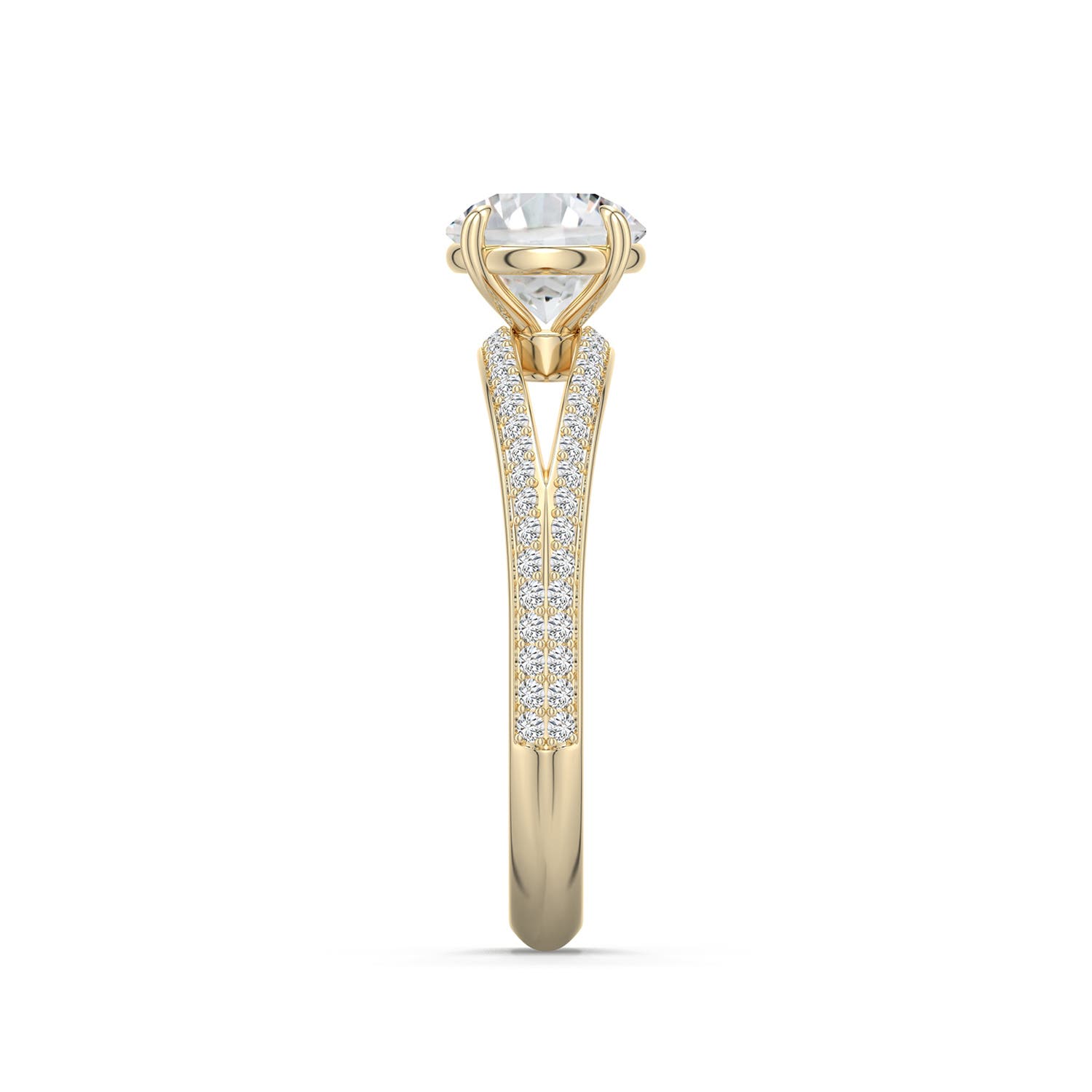 6.4mm HSI2 Round Diamond Engagement Ring with Pav� Accents in Yellow Gold - side 2 - side 3