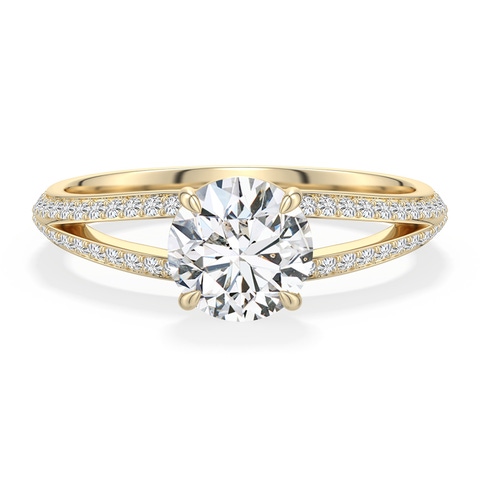 6.4mm HSI2 Round Diamond Engagement Ring with Pav� Accents in 18K Yellow Gold - main