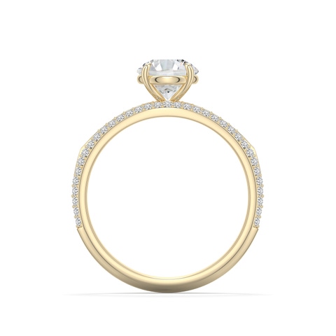 6.4mm HSI2 Round Diamond Engagement Ring with Pav� Accents in 18K Yellow Gold - side 1