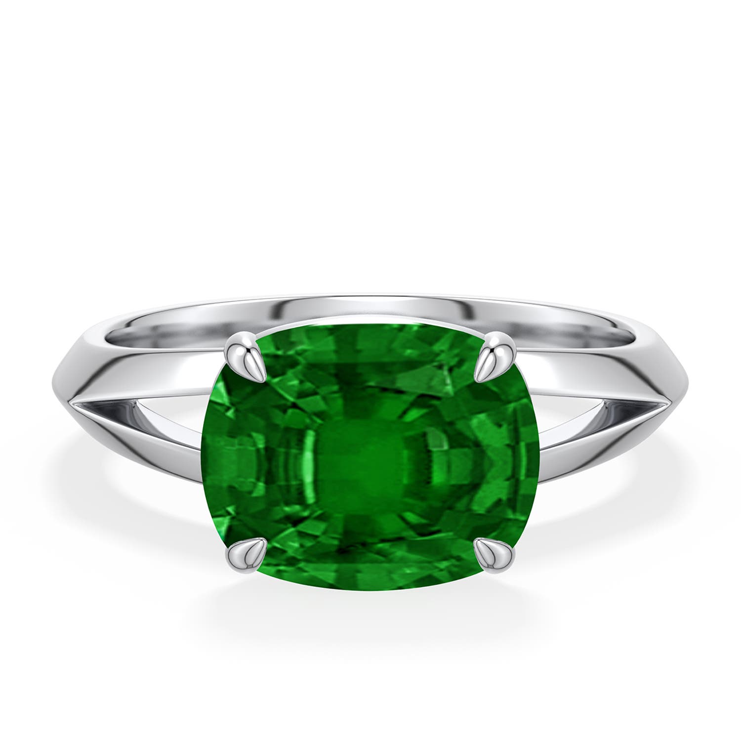 10x8mm AAAA East-West Cushion Rectangular Emerald Engagement Ring in 950 Platinum - main