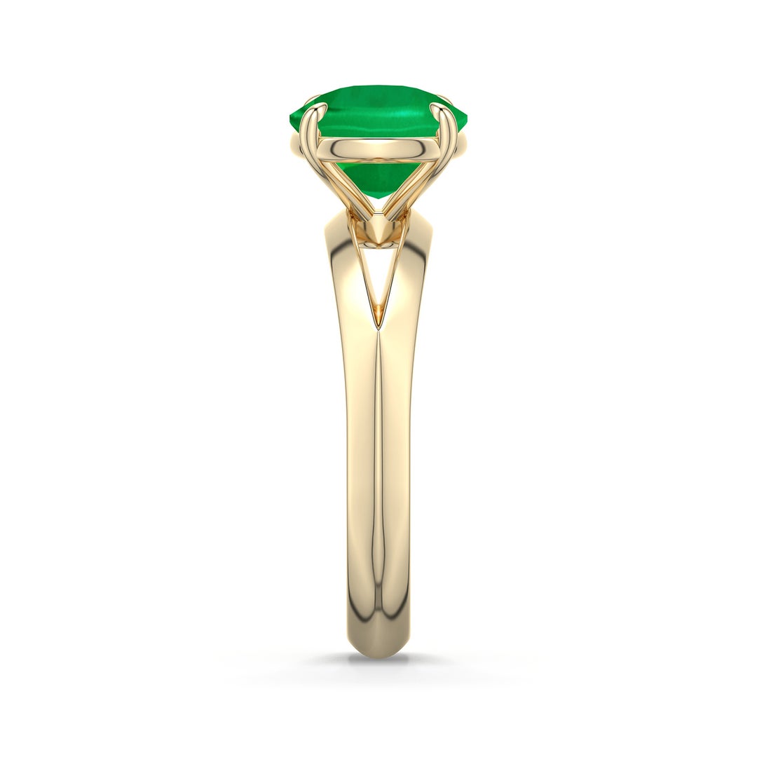 10x8mm AAA East-West Cushion Rectangular Emerald Engagement Ring in Yellow Gold - side 2 - side 3