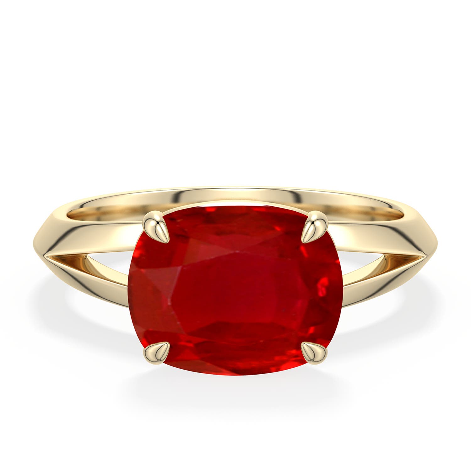 Cushion Rectangular Ruby Solitaire Rings