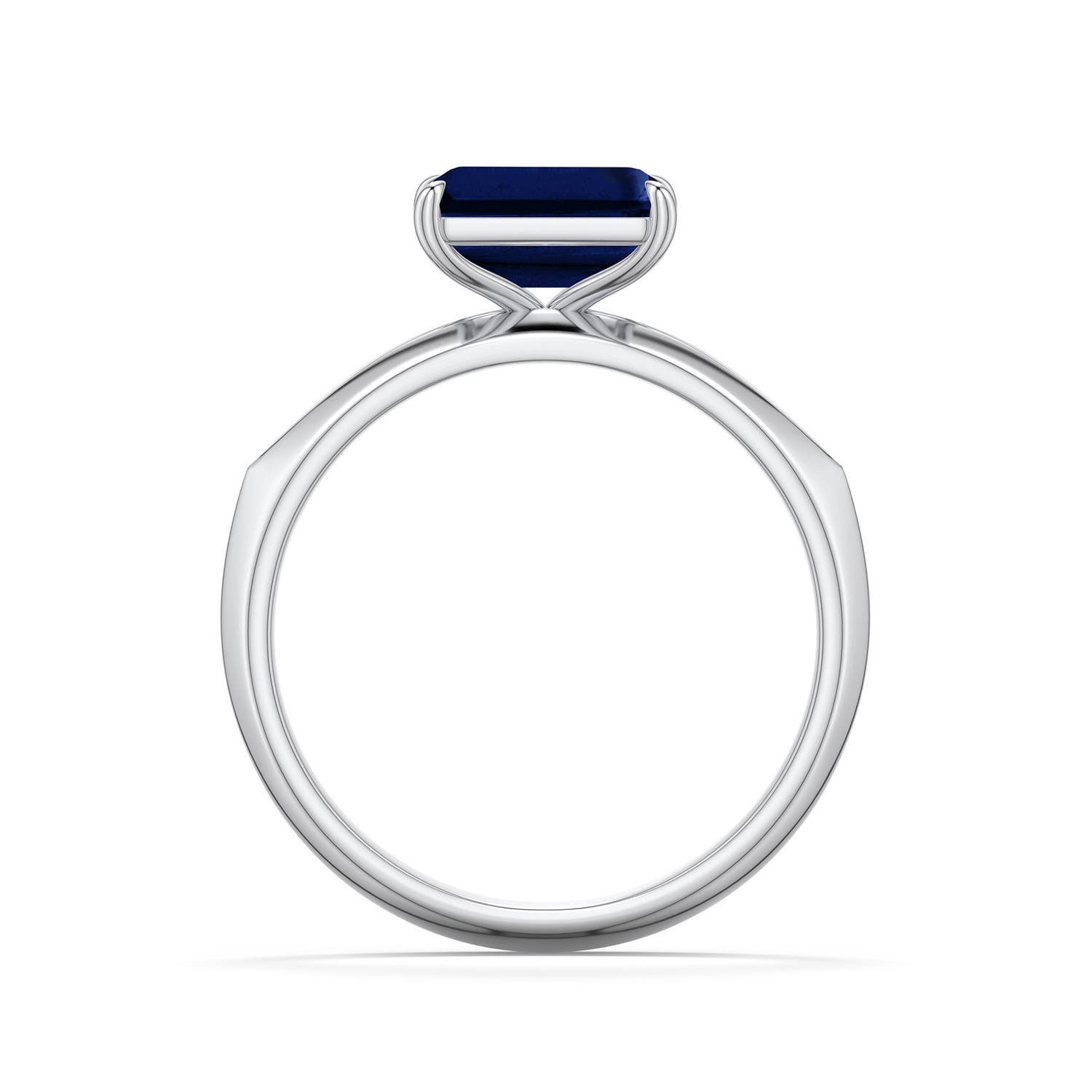 8x6mm AAA East-West Emerald-Cut Blue Sapphire Engagement Ring in White Gold - side 1