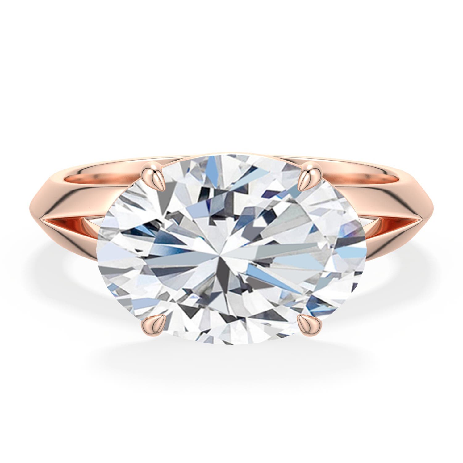 Angara 4.0 CTW East-West Oval Diamond Engagement Ring in 14K Rose Gold