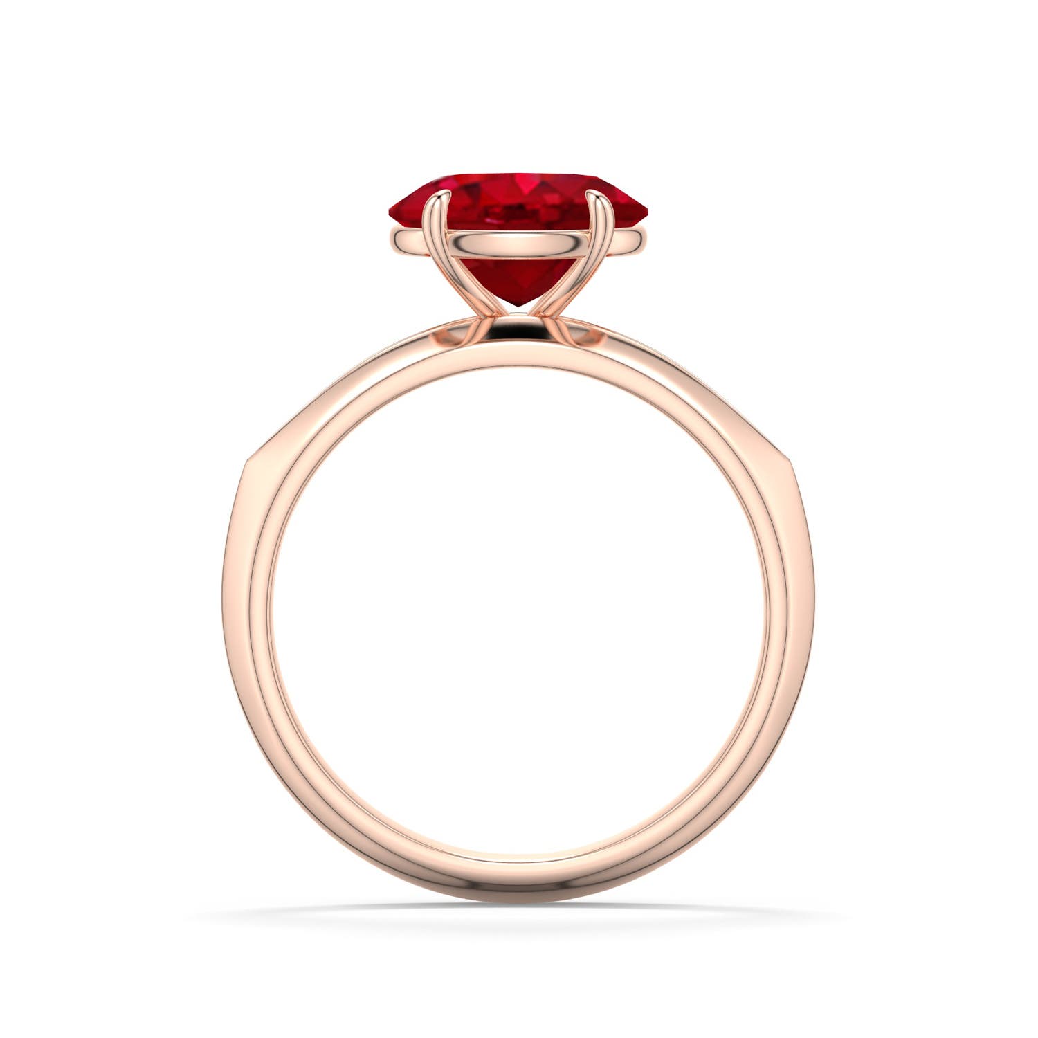 9x7mm AAA East-West Oval Ruby Engagement Ring in 18K Rose Gold - side 1