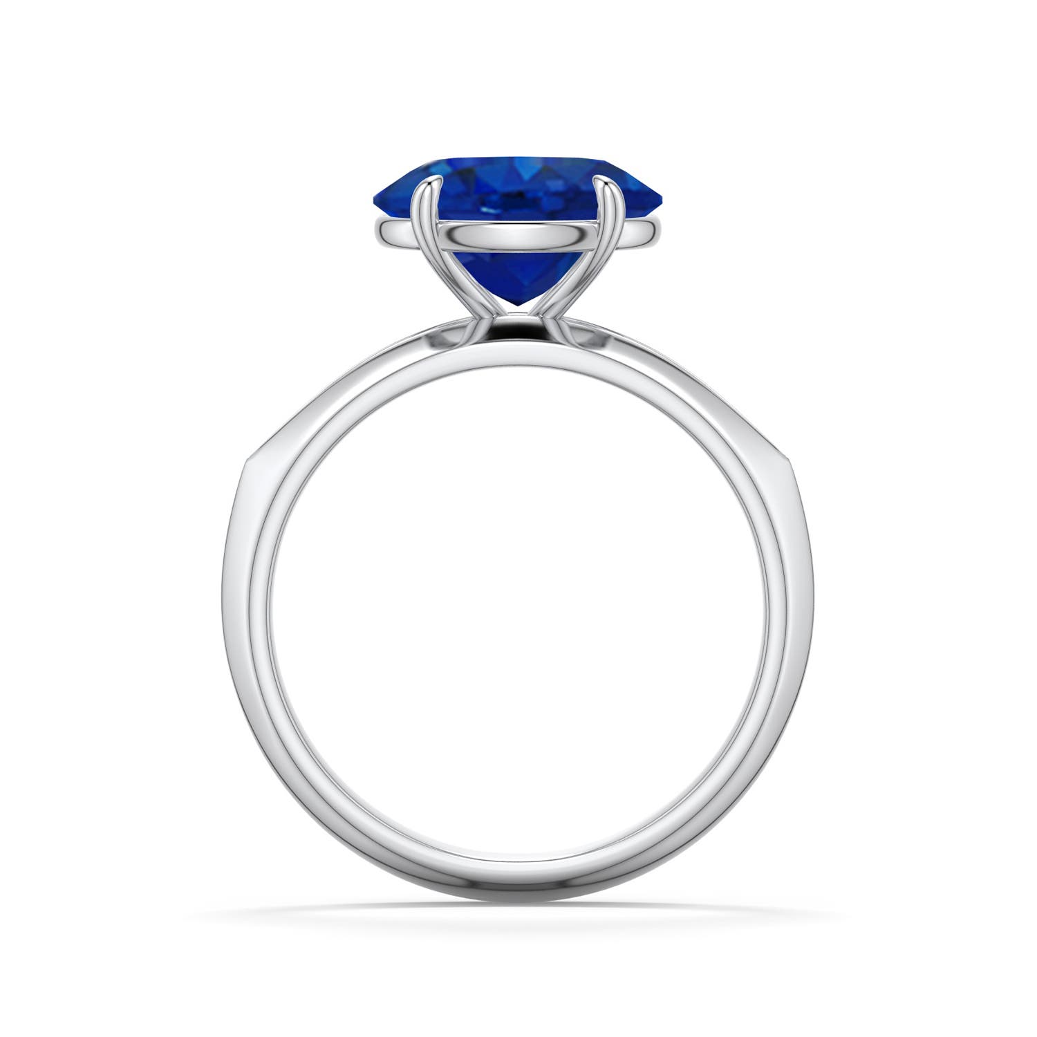 10x8mm AAA East-West Oval Blue Sapphire Engagement Ring in White Gold - side 1