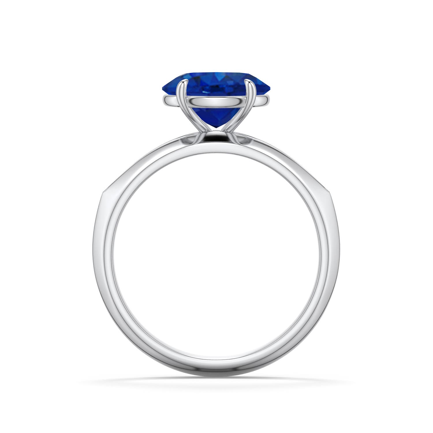 9x7mm AAA East-West Oval Blue Sapphire Engagement Ring in 18K White Gold - side 1