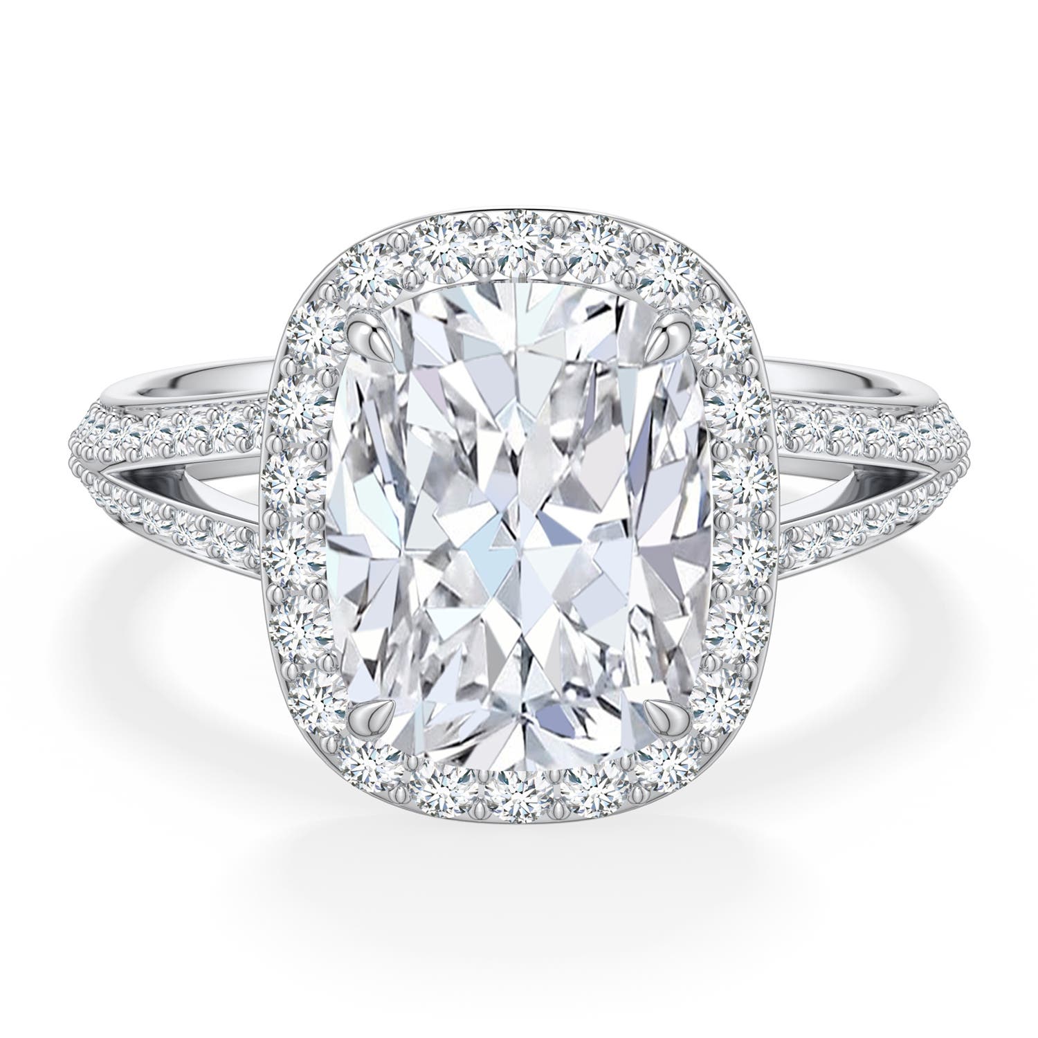 10x7.5mm GVS2 Cushion Rectangular Diamond Halo Engagement Ring with Accents in 950 Platinum - main