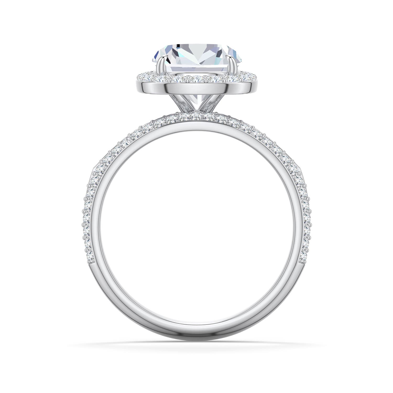 10x7.5mm GVS2 Cushion Rectangular Diamond Halo Engagement Ring with Accents in 950 Platinum - side 1