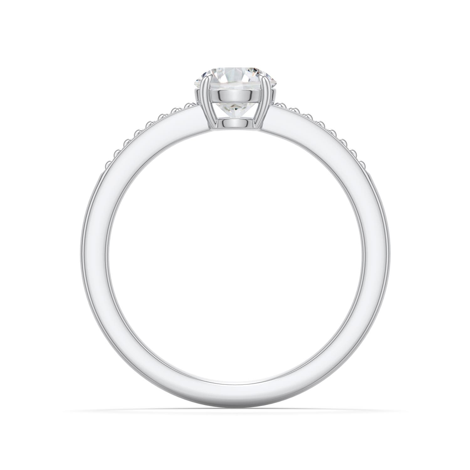 5.5mm HSI2 Round Diamond Milgrain Shank Engagement Ring in 18K White Gold - side 1