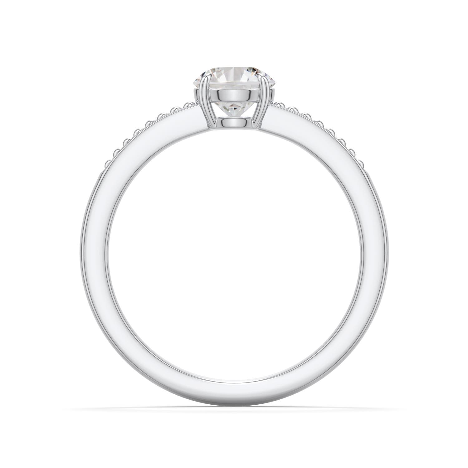 5.5mm IJI1I2 Round Diamond Milgrain Shank Engagement Ring in 18K White Gold - side 1