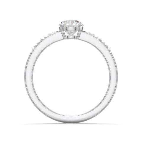 5.5mm IJI1I2 Round Diamond Milgrain Shank Engagement Ring in 18K White Gold - side 1