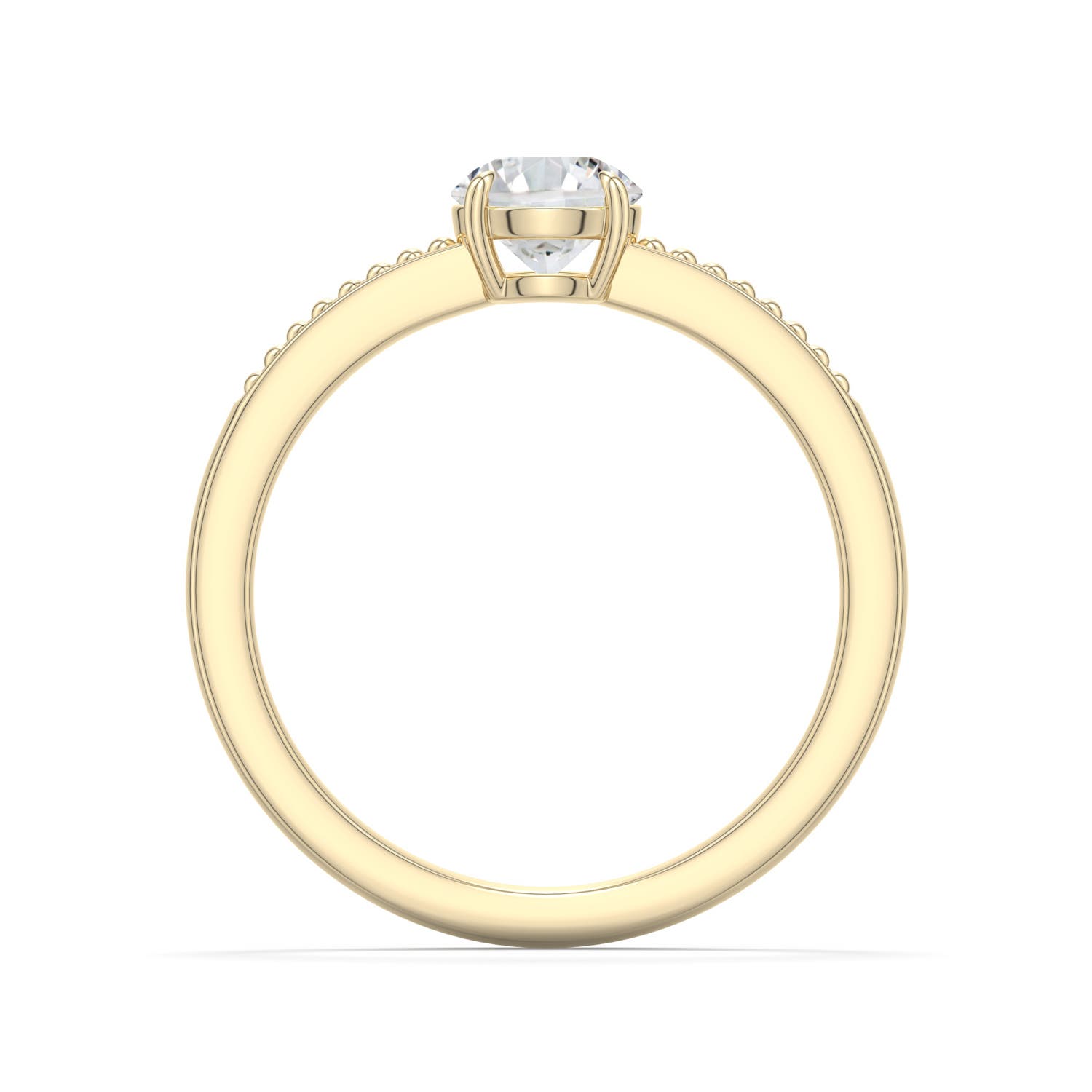 5.5mm HSI2 Round Diamond Milgrain Shank Engagement Ring in Yellow Gold - side 1 - side 2