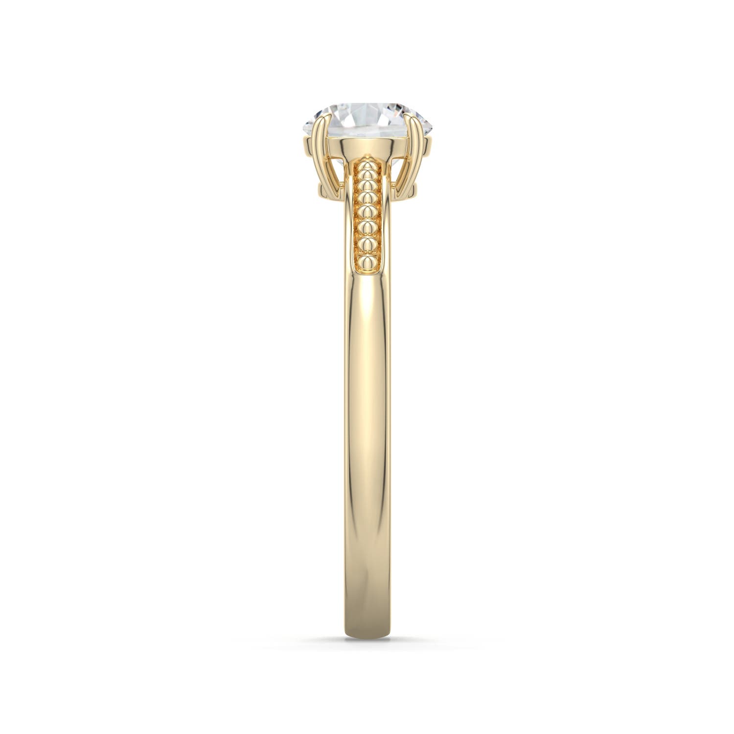 5.5mm HSI2 Round Diamond Milgrain Shank Engagement Ring in Yellow Gold - side 2 - side 3