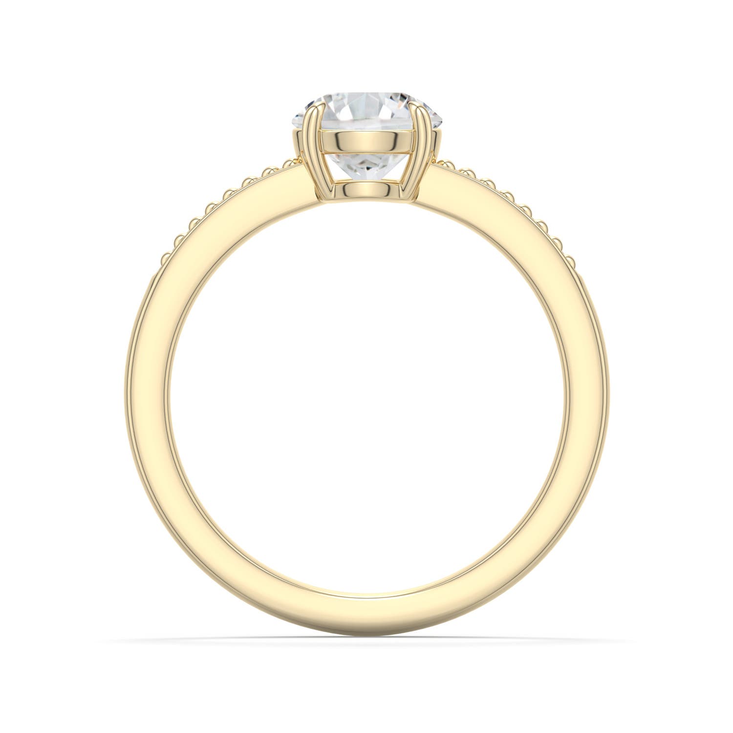 6.5mm HSI2 Round Diamond Milgrain Shank Engagement Ring in Yellow Gold - side 1