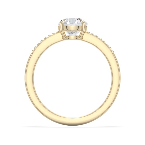 6.5mm HSI2 Round Diamond Milgrain Shank Engagement Ring in Yellow Gold - side 1