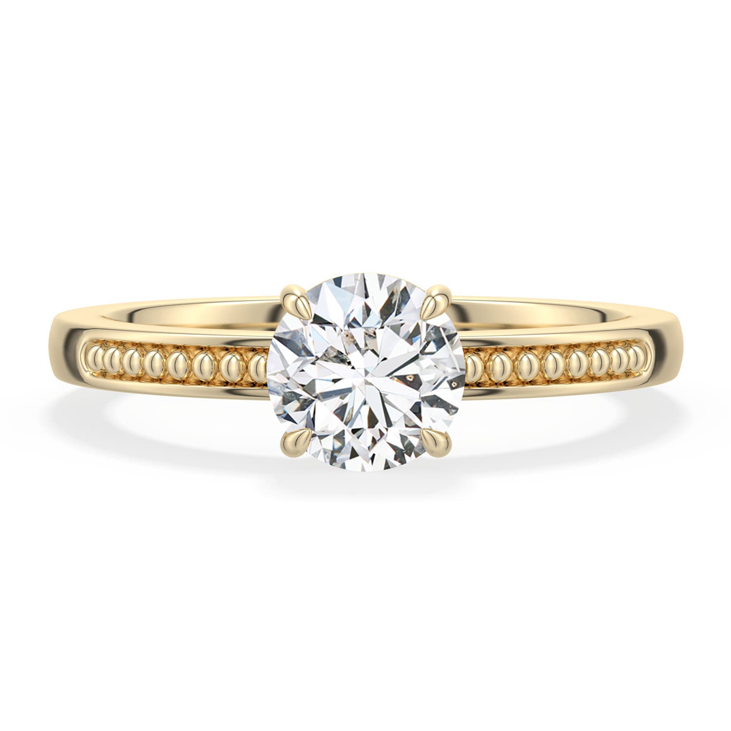 6mm HSI2 Round Diamond Milgrain Shank Engagement Ring in Yellow Gold - main