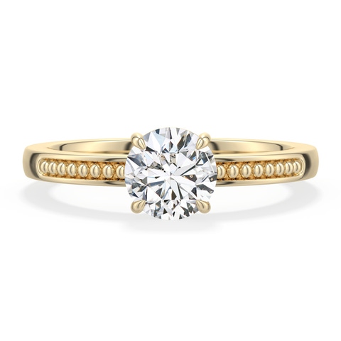 6mm HSI2 Round Diamond Milgrain Shank Engagement Ring in Yellow Gold - main