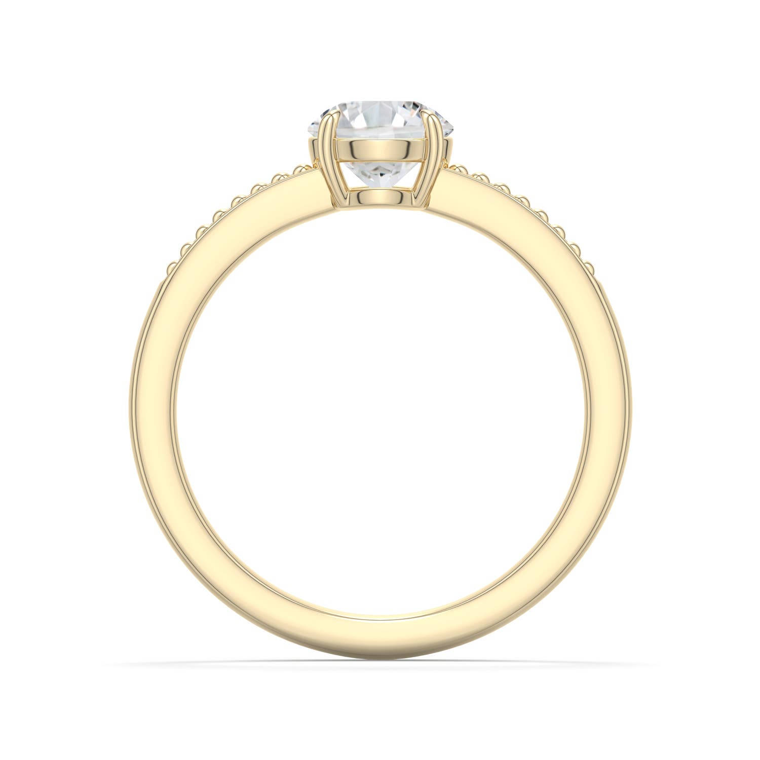 6mm HSI2 Round Diamond Milgrain Shank Engagement Ring in Yellow Gold - side 1
