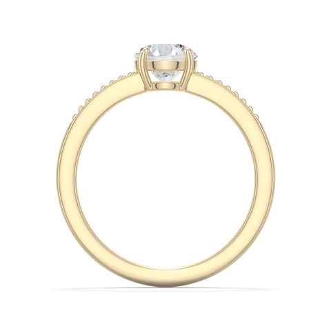 6mm HSI2 Round Diamond Milgrain Shank Engagement Ring in Yellow Gold - side 1