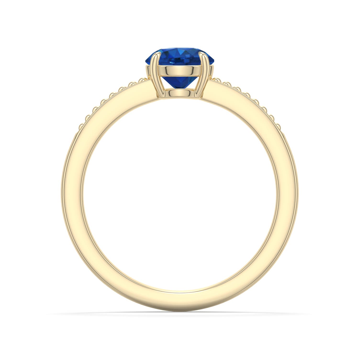 6mm AAA Round Blue Sapphire Milgrain Shank Engagement Ring in 18K Yellow Gold - side 1