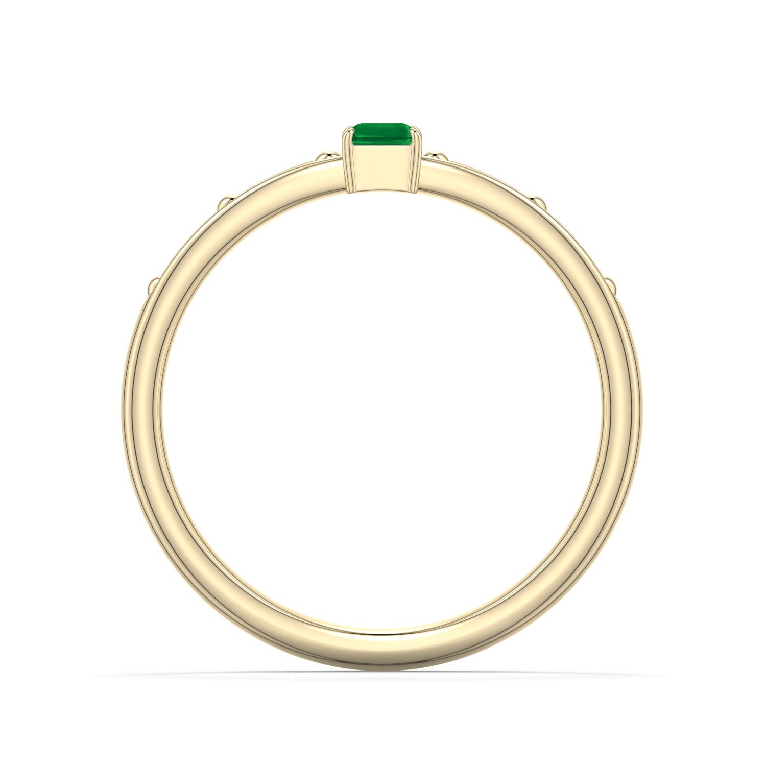 5x3mm AAA Emerald-Cut Emerald Engagement Ring with Baguette Accents in 18K Yellow Gold - side 1