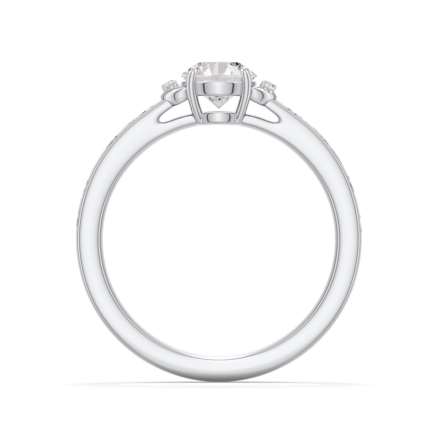 5.5mm IJI1I2 Round Diamond Leaf Vine Engagement Ring in 18K White Gold - side 1