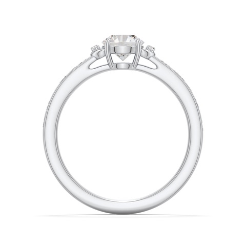 5.5mm IJI1I2 Round Diamond Leaf Vine Engagement Ring in 18K White Gold - side 1