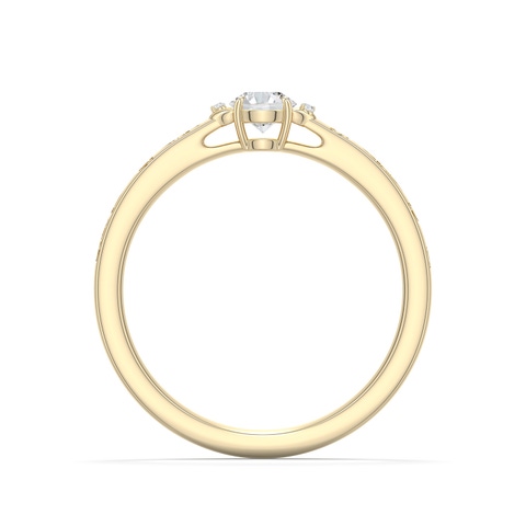 4mm HSI2 Round Diamond Leaf Vine Engagement Ring in Yellow Gold - side 1
