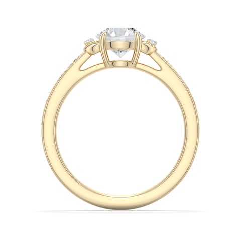 6.5mm HSI2 Round Diamond Leaf Vine Engagement Ring in Yellow Gold - side 1