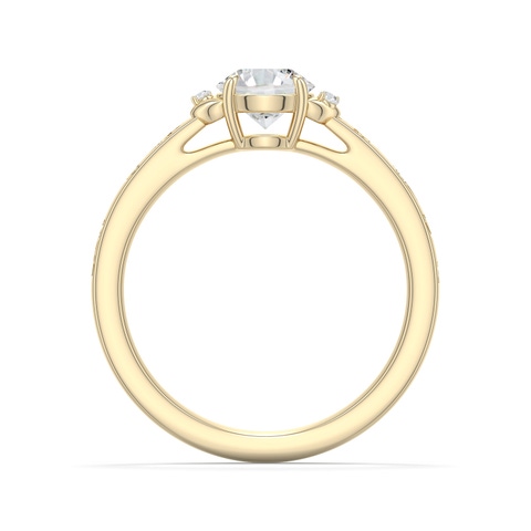 6mm HSI2 Round Diamond Leaf Vine Engagement Ring in Yellow Gold - side 1