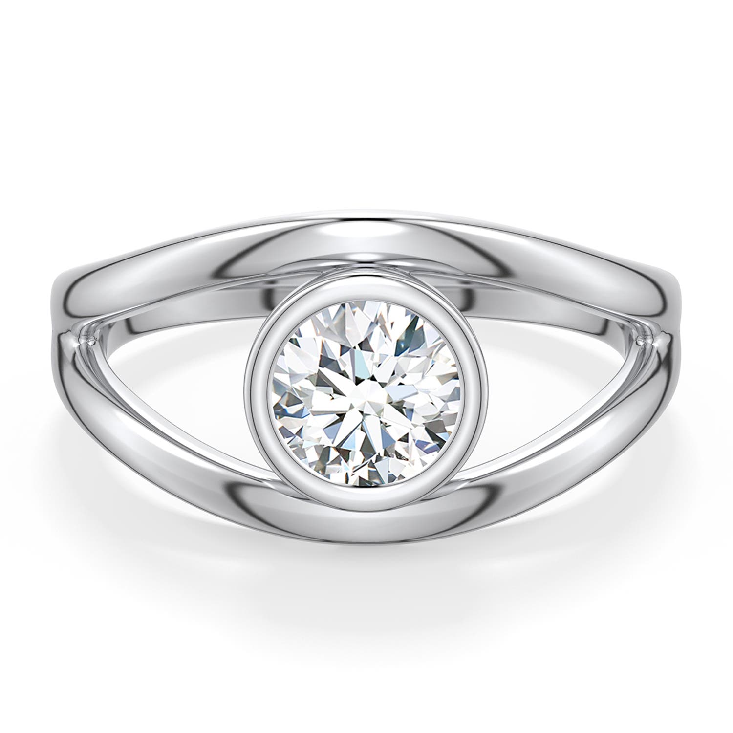 5.9mm GVS2 Round Diamond Bypass Split Shank Engagement Ring in White Gold - main