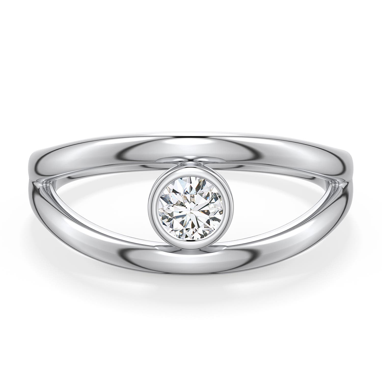 4.1mm HSI2 Round Diamond Bypass Split Shank Engagement Ring in 18K White Gold - main