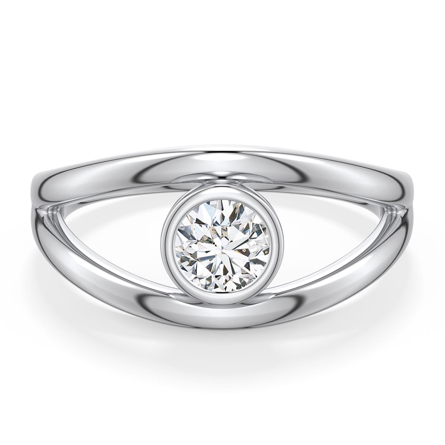 5.1mm HSI2 Round Diamond Bypass Split Shank Engagement Ring in 18K White Gold - main