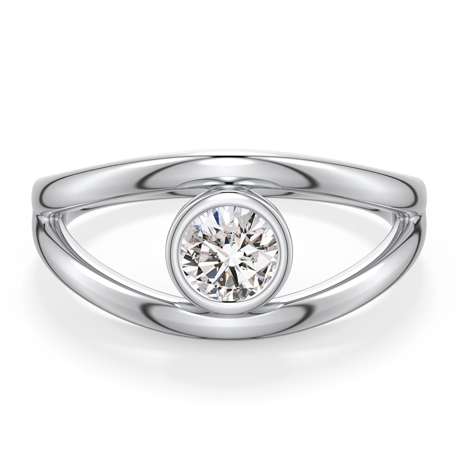 5.1mm IJI1I2 Round Diamond Bypass Split Shank Engagement Ring in 18K White Gold - main