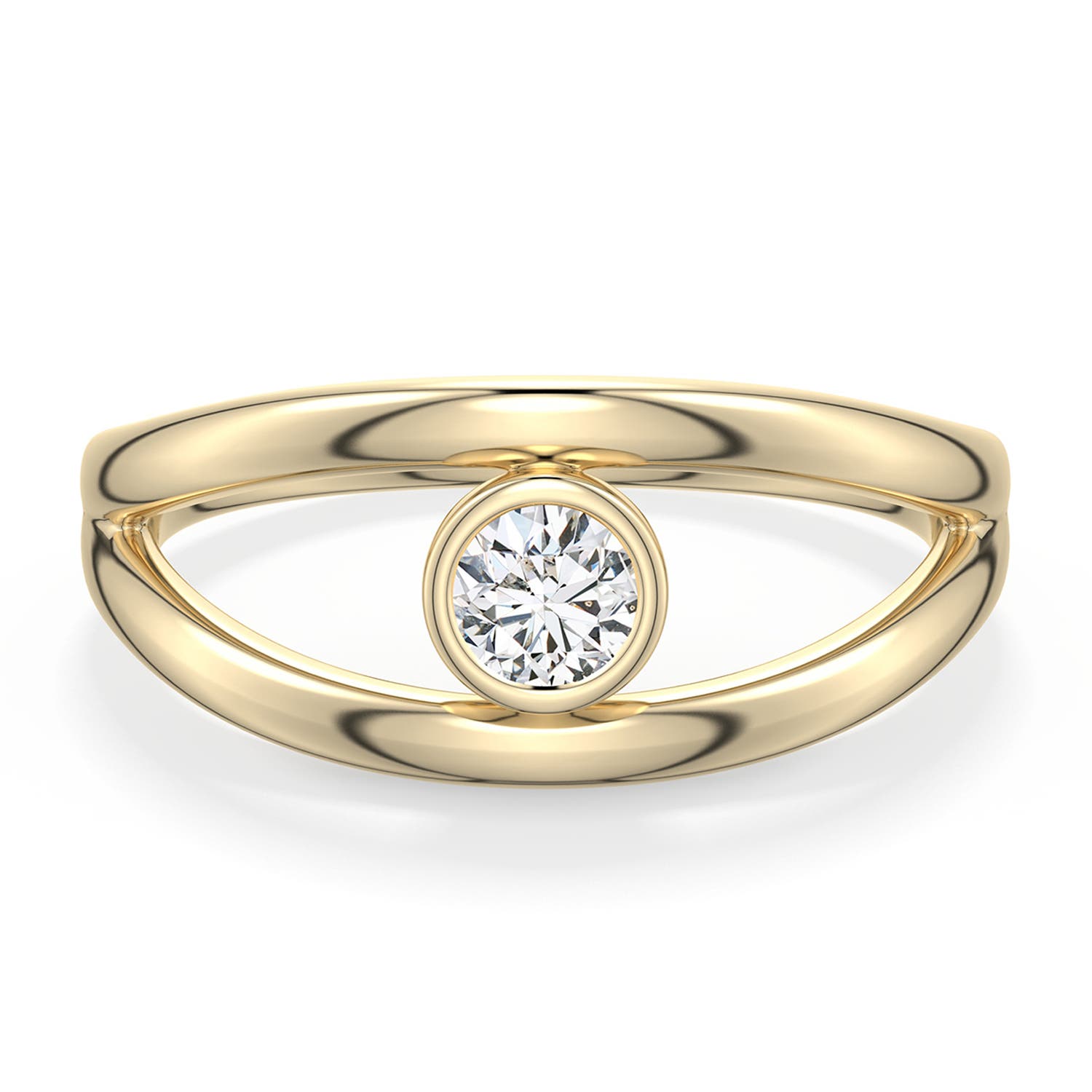 4.1mm HSI2 Round Diamond Bypass Split Shank Engagement Ring in 18K Yellow Gold - main