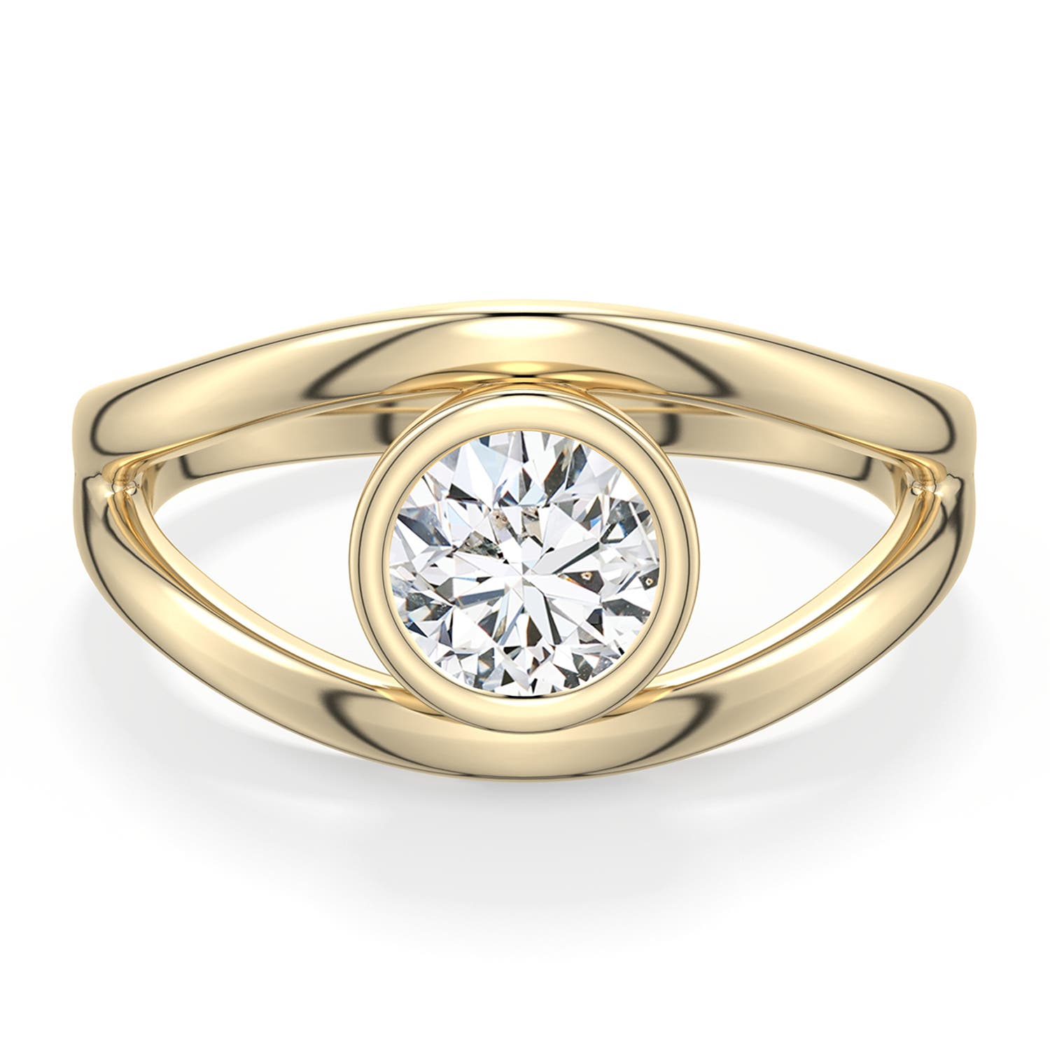 5.9mm HSI2 Round Diamond Bypass Split Shank Engagement Ring in 18K Yellow Gold - main