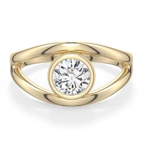 5.9mm HSI2 Round Diamond Bypass Split Shank Engagement Ring in 18K Yellow Gold - main