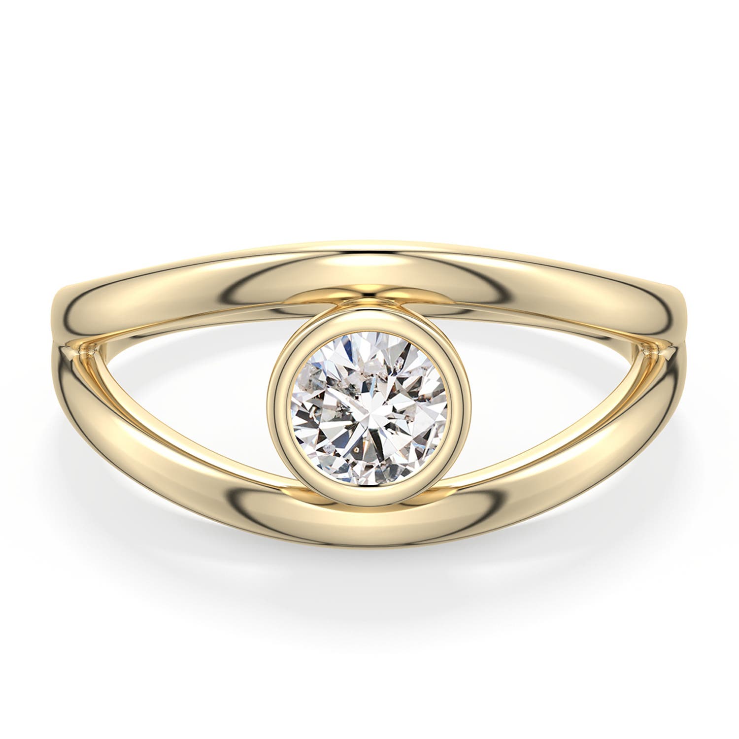 5.1mm IJI1I2 Round Diamond Bypass Split Shank Engagement Ring in 18K Yellow Gold - main