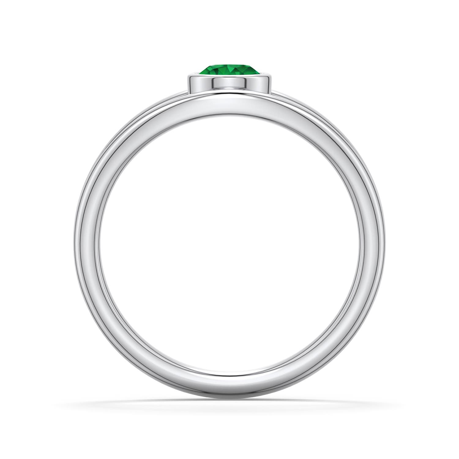 4.5mm AAA Round Emerald Bypass Split Shank Engagement Ring in White Gold - side 1