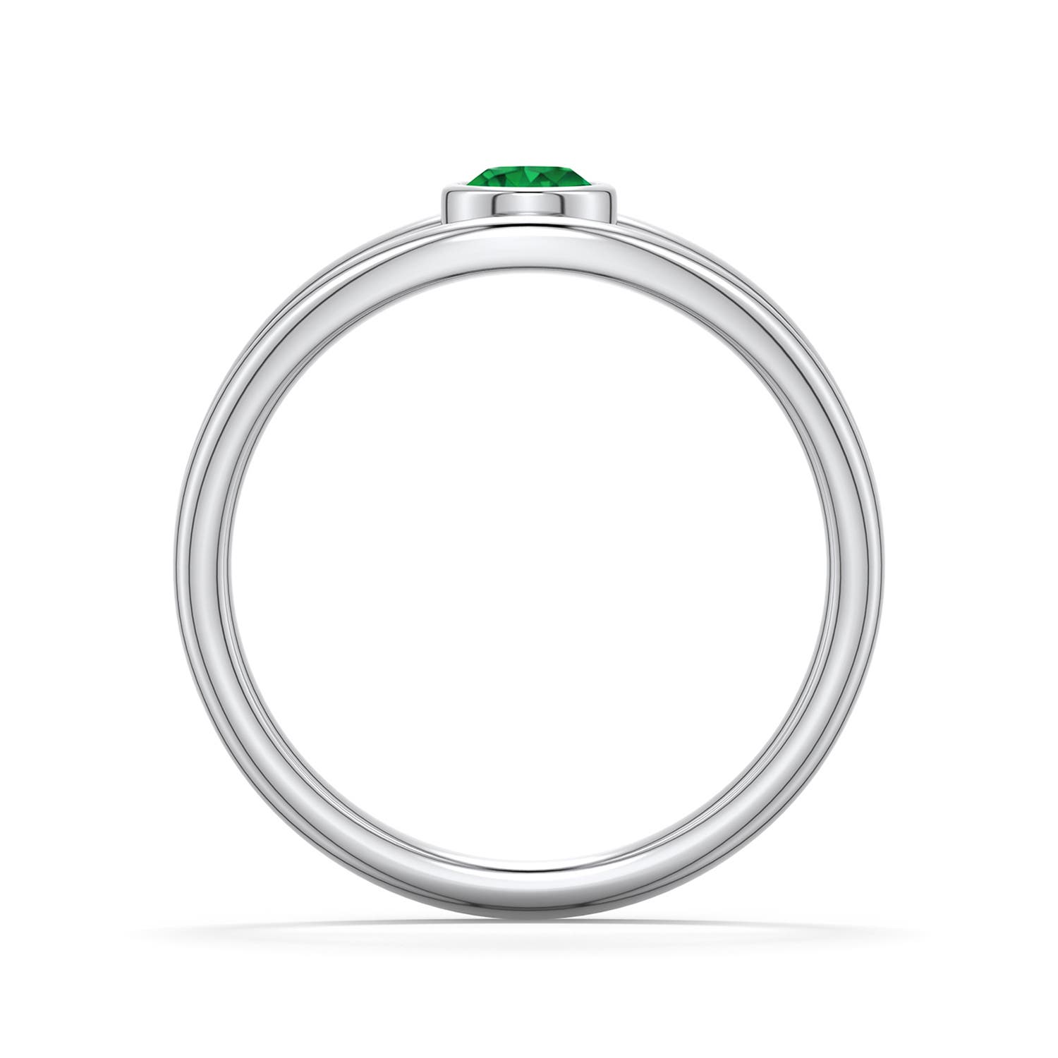 4mm AAA Round Emerald Bypass Split Shank Engagement Ring in White Gold - side 1