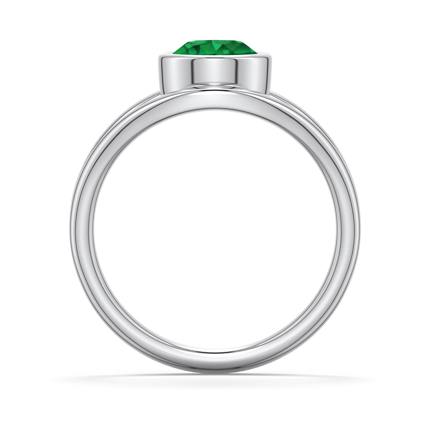 6.5mm AAA Round Emerald Bypass Split Shank Engagement Ring in White Gold - side 1