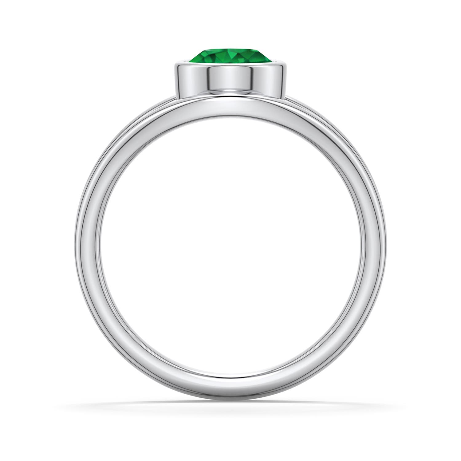 6mm AAA Round Emerald Bypass Split Shank Engagement Ring in White Gold - side 1