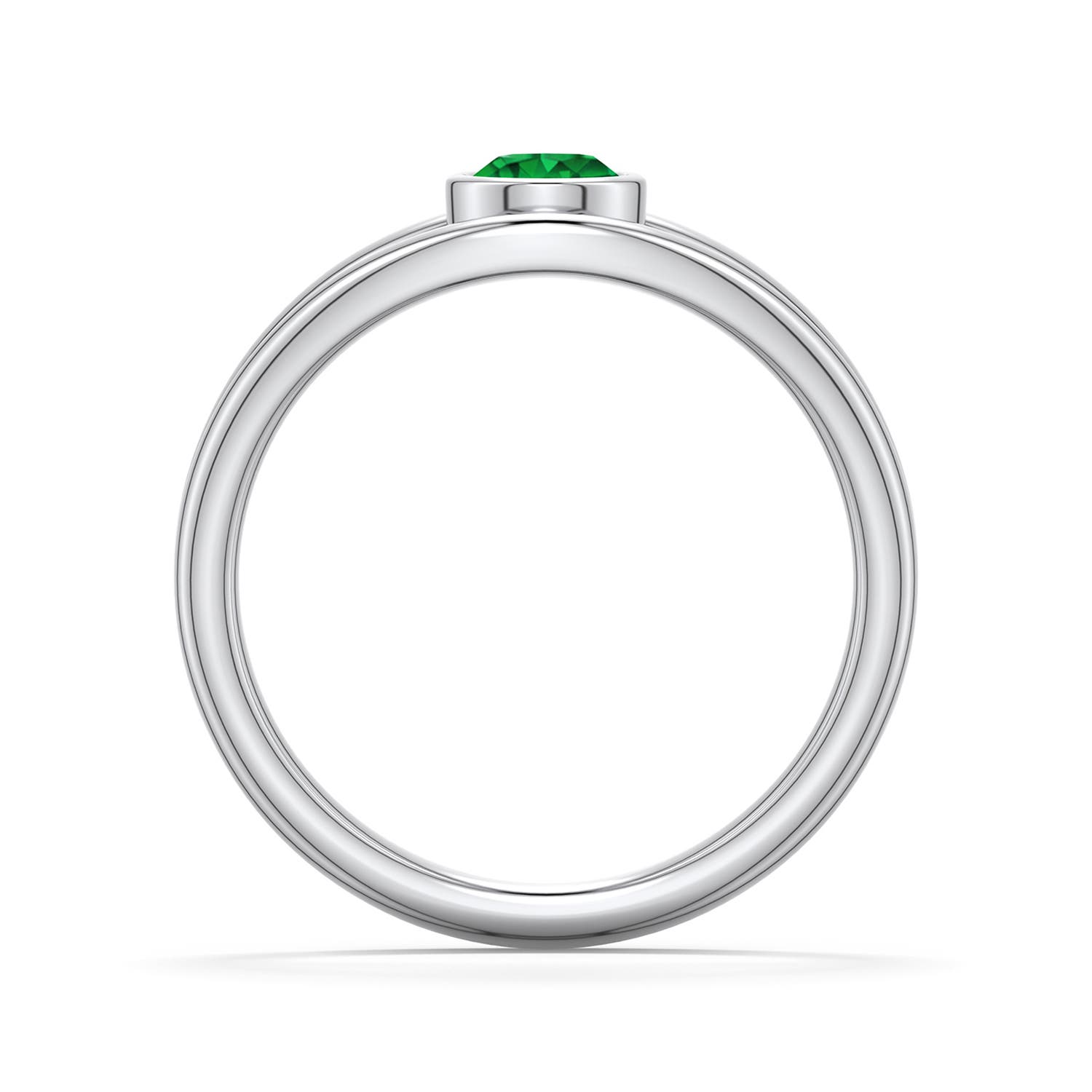 4.5mm AAAA Round Emerald Bypass Split Shank Engagement Ring in White Gold - side 1