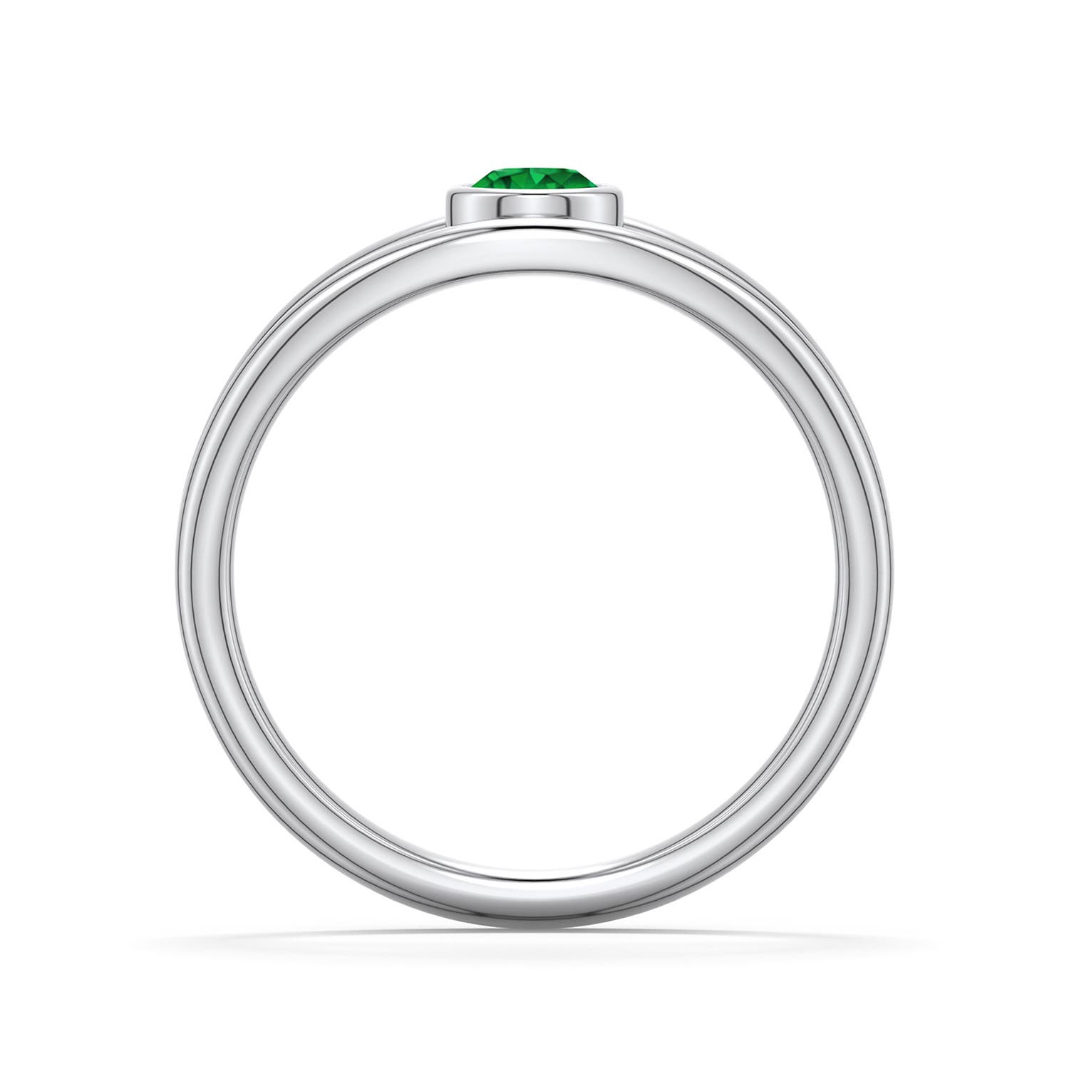 4mm AAAA Round Emerald Bypass Split Shank Engagement Ring in White Gold - side 1