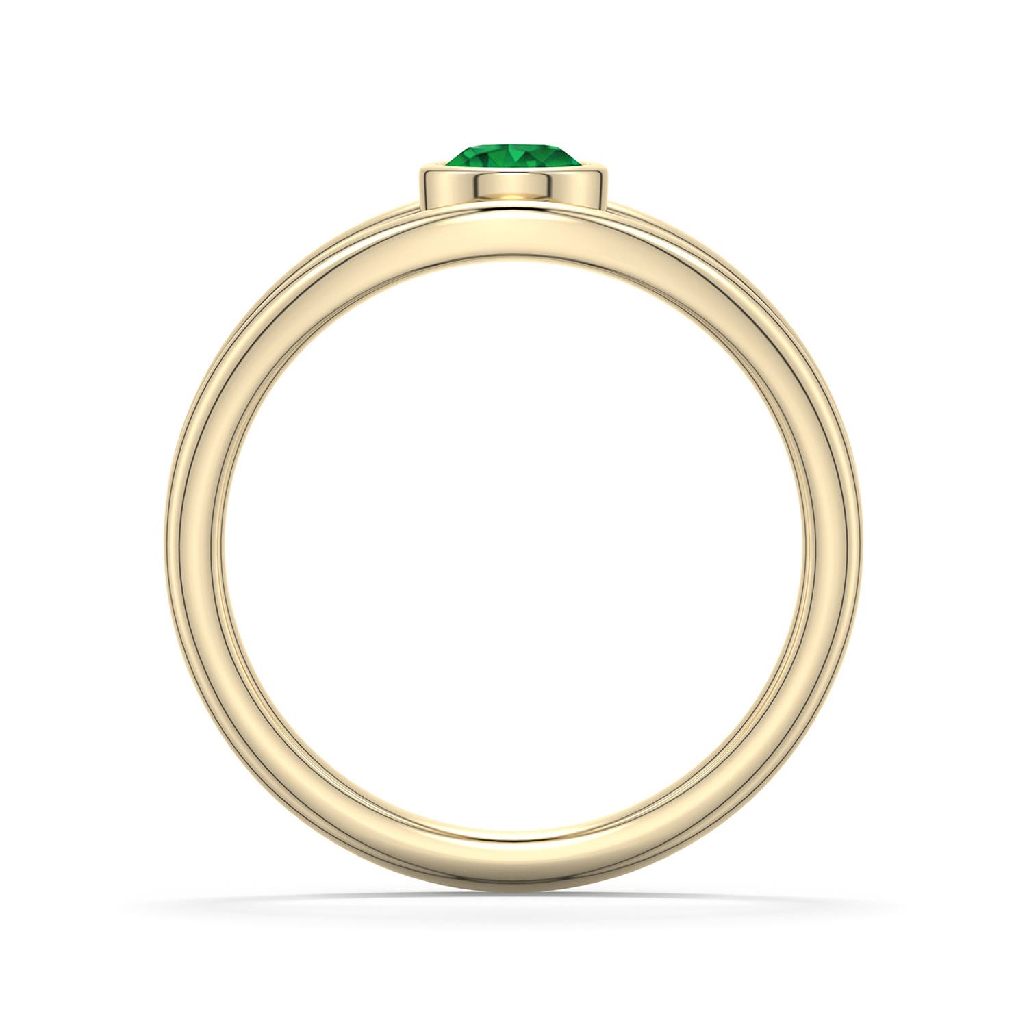 4.5mm AAA Round Emerald Bypass Split Shank Engagement Ring in Yellow Gold - side 1